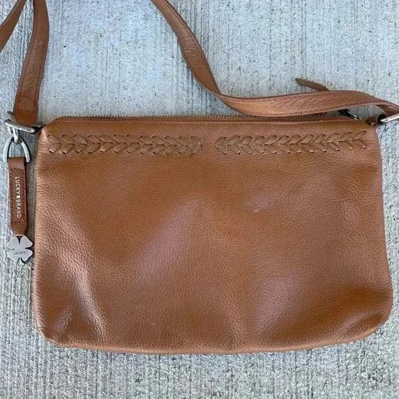 Lucky Brand Leather Cognac Brown Crossbody Purse Bag - Picture 5 of 11